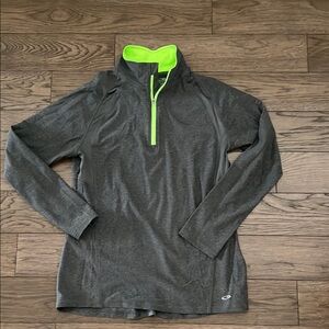 Champion grey and green quarter-zip lightweight pullover